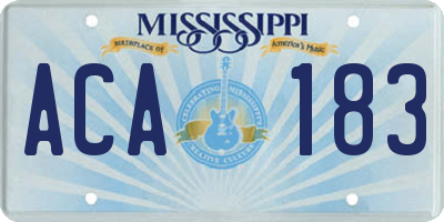 MS license plate ACA183