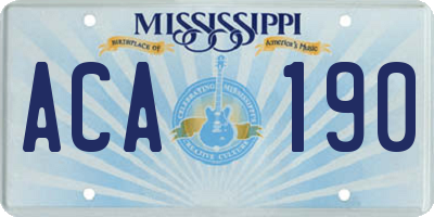 MS license plate ACA190