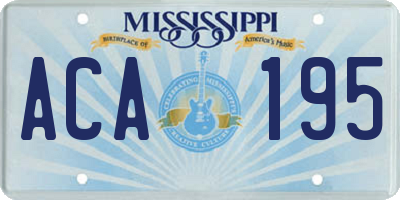 MS license plate ACA195