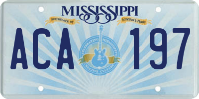 MS license plate ACA197