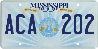 MS license plate ACA202