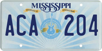 MS license plate ACA204