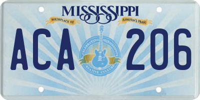 MS license plate ACA206