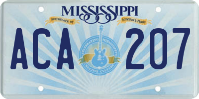 MS license plate ACA207