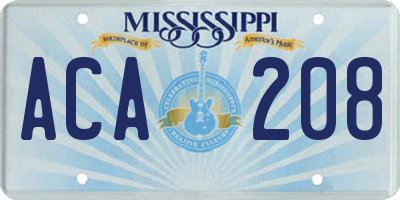 MS license plate ACA208