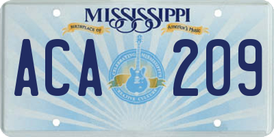 MS license plate ACA209