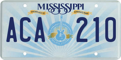 MS license plate ACA210