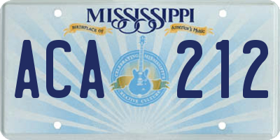 MS license plate ACA212