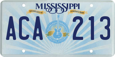 MS license plate ACA213