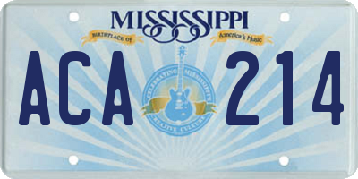 MS license plate ACA214