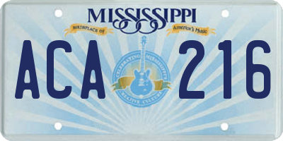 MS license plate ACA216