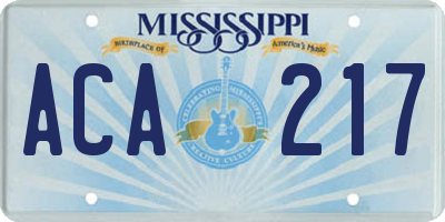 MS license plate ACA217