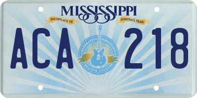 MS license plate ACA218