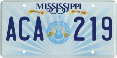 MS license plate ACA219