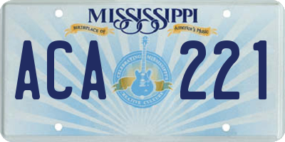 MS license plate ACA221