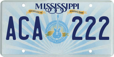 MS license plate ACA222