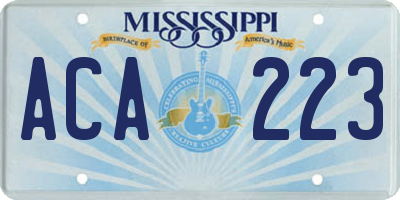MS license plate ACA223