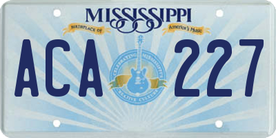 MS license plate ACA227