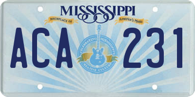 MS license plate ACA231