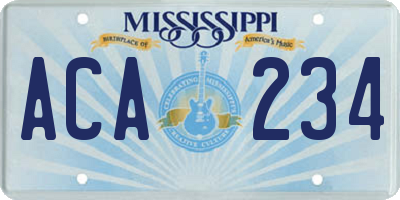 MS license plate ACA234
