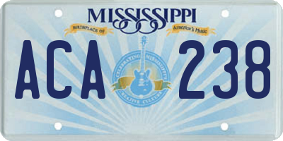 MS license plate ACA238