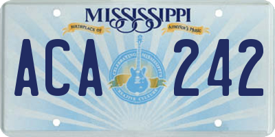 MS license plate ACA242
