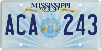 MS license plate ACA243