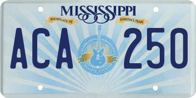 MS license plate ACA250