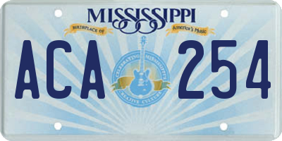 MS license plate ACA254