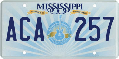 MS license plate ACA257