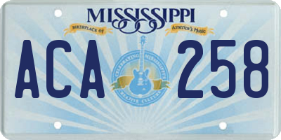 MS license plate ACA258