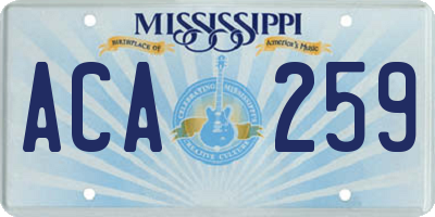 MS license plate ACA259