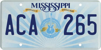 MS license plate ACA265