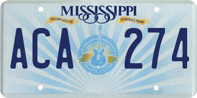 MS license plate ACA274