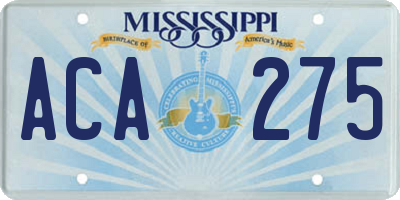 MS license plate ACA275