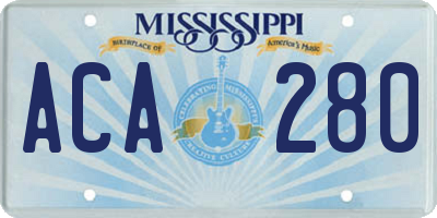 MS license plate ACA280