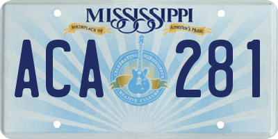 MS license plate ACA281