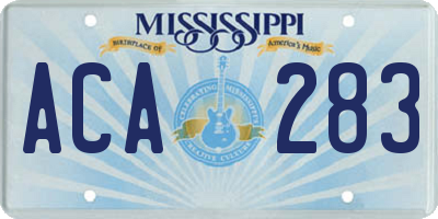 MS license plate ACA283