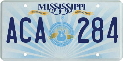 MS license plate ACA284