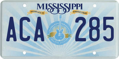 MS license plate ACA285