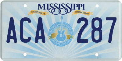 MS license plate ACA287