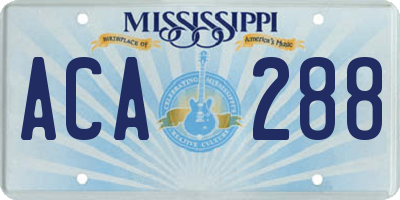MS license plate ACA288
