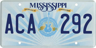 MS license plate ACA292