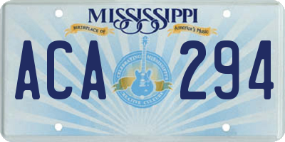 MS license plate ACA294