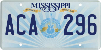 MS license plate ACA296