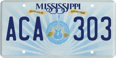 MS license plate ACA303