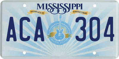 MS license plate ACA304