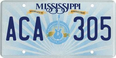 MS license plate ACA305