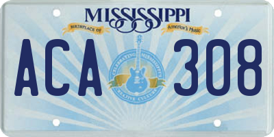 MS license plate ACA308
