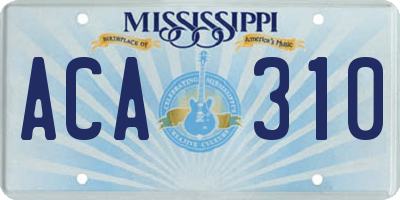 MS license plate ACA310